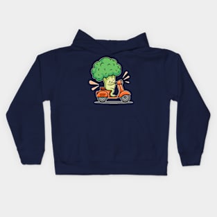 Scoot Your Way to Fun: Groovy Broccoli in Green and Orange Kids Hoodie